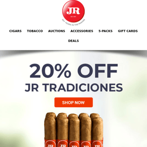 Exclusively at JR: 20% off JR Tradicion