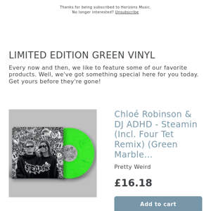 NEW! Chloé Robinson & DJ ADHD - Steamin (Incl. Four Tet Remix) (Green Marble 12")