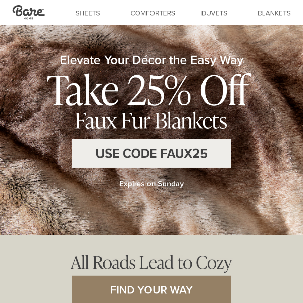 Save 25% on our Fabulous Faux Fur Blankets