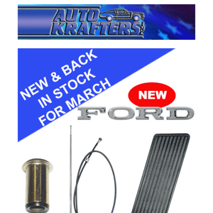 New and Back-in-Stock Items from Auto Krafters