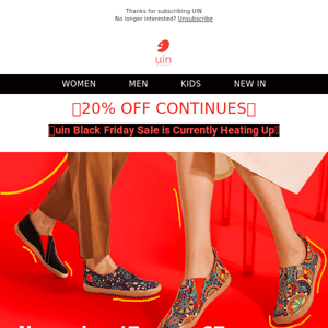 20% OFF FOR ALL SHOES