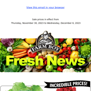 Fresh Deals - Blueberries, Pork, Christmas Dinners, and more!