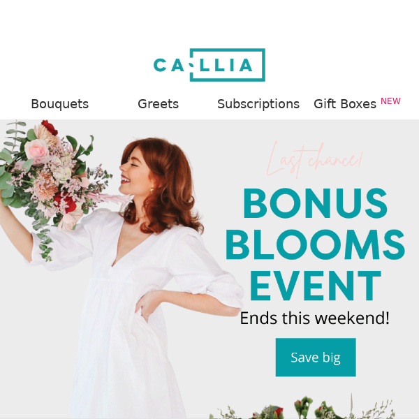 Free bouquet upgrade with Bonus Blooms Event! 💐🙌