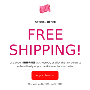 FREE SHIPPING TODAY!