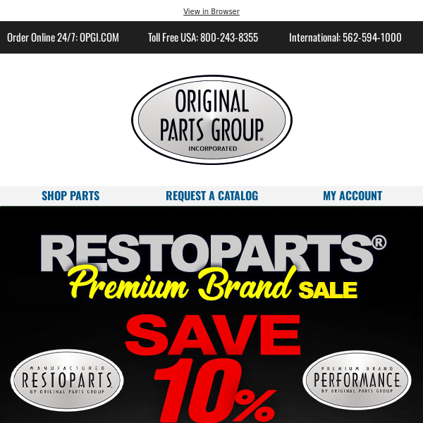 48 Hours Only: 10% Off All RESTOPARTS® Premium Brand!