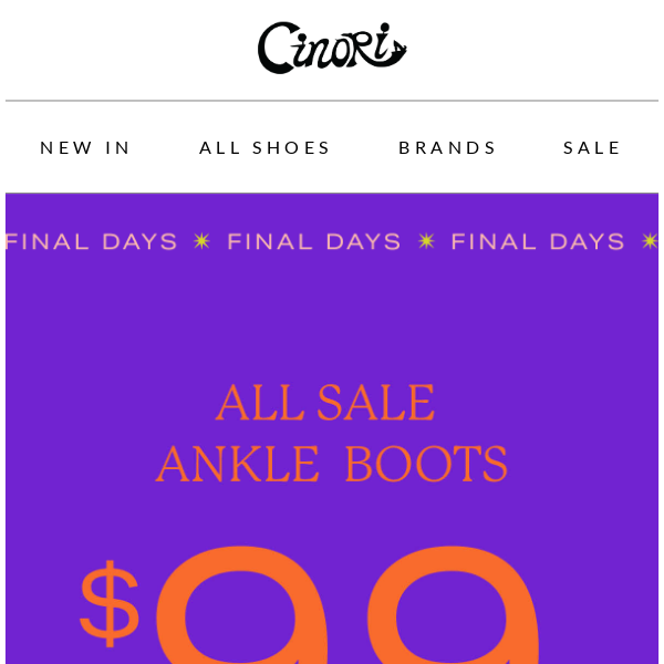 FINAL DAYS | All Sale Ankle Boots $99 & Under