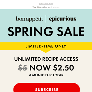 Get Bon Appétit for just $2.50/month