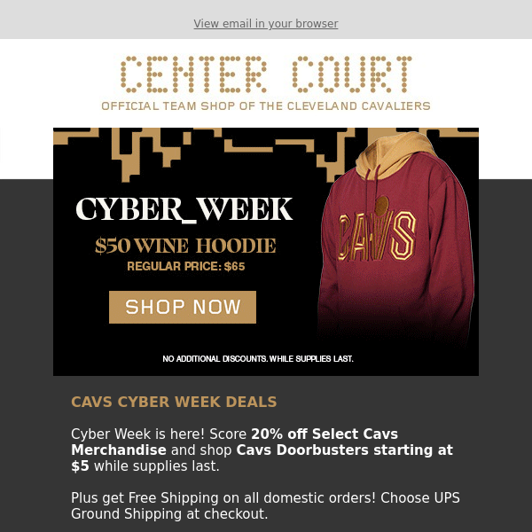 🎁 Cavs Doorbusters + Free Shipping!