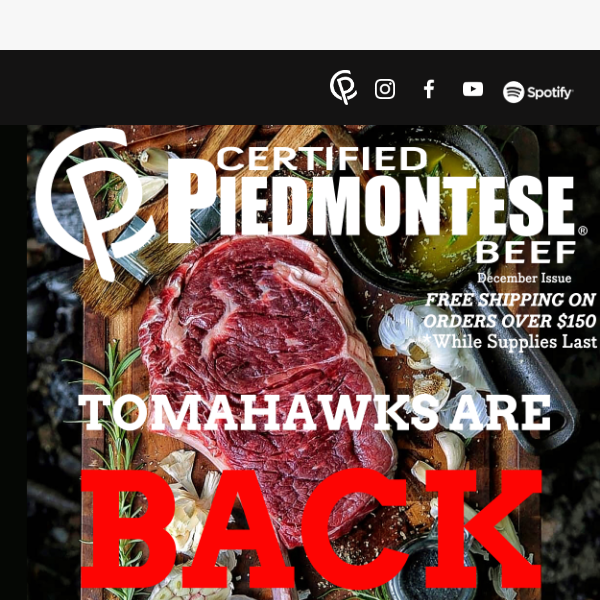 Tomahawks are back – just in time for Holiday Shipping!