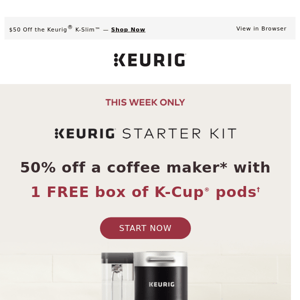 ✨ 50% Off Coffee Makers + Free K-Cups!