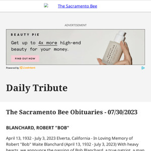 The Sacramento Bee Obituaries - 07/30/2023
