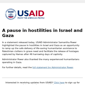 A pause in hostilities in Israel and Gaza