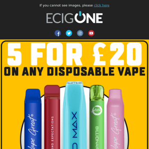 🍋🍓 ANY 5 DISPOSABLES FOR JUST £20! 🍋🍓