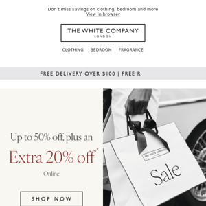 Extra 20% off sale starts now!