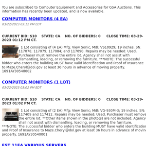 GSA Auctions Computer Equipment and Accessories Update