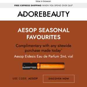 Open for an Aesop fragrance gift*