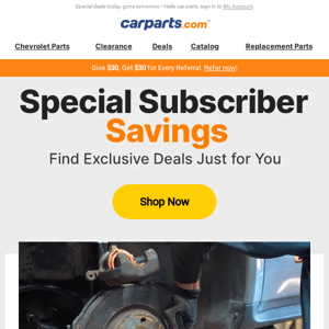 Just For Car Parts: Special Subscriber Savings Inside ✨