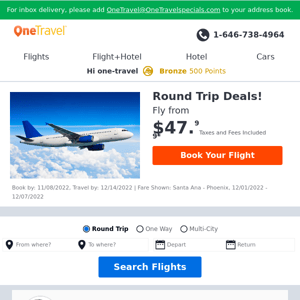 OneTravel Flight & Hotel Deals by W K travel, Inc.