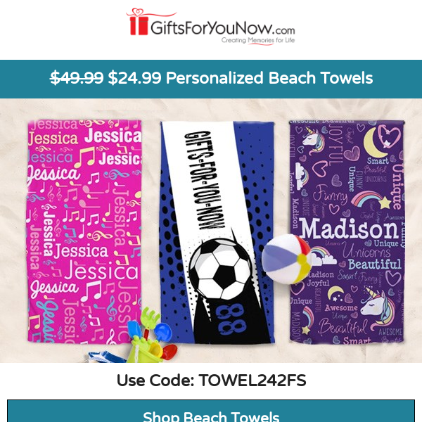 ☀$24.99 Personalized Beach Towels (Save $25) 