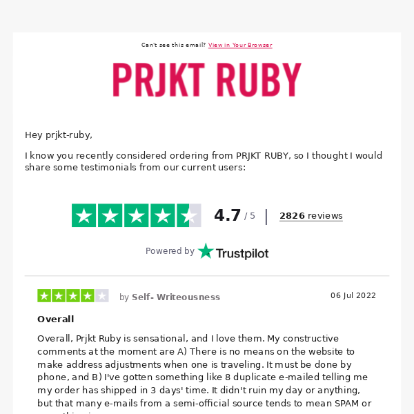 Prjkt Ruby, how about $5 OFF?