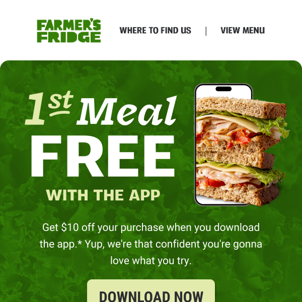 BIG news 👋 1st meal FREE with the app