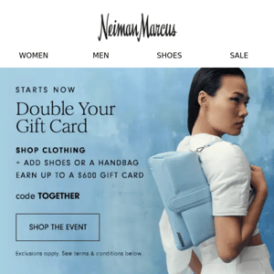 Up to $600: Double your gift card today