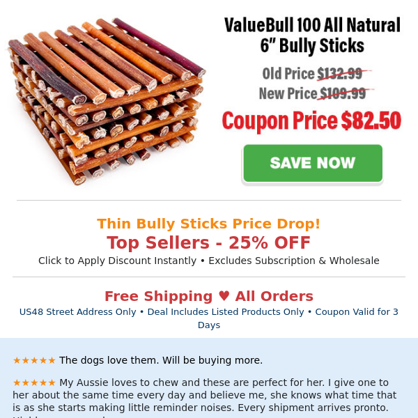 Bully Sticks > Price Drop!