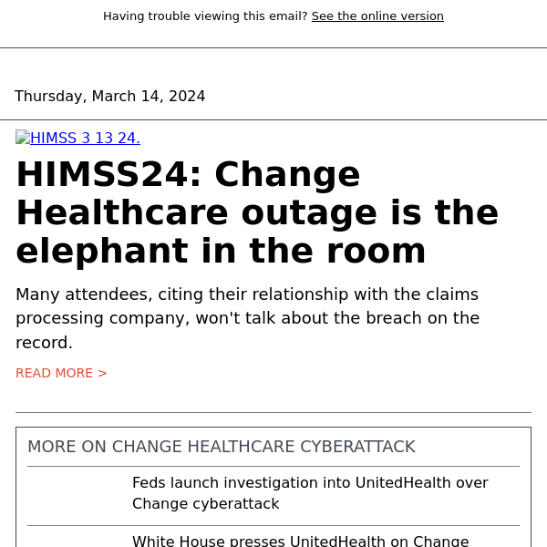 HIMSS24: Change outage is the elephant in the room