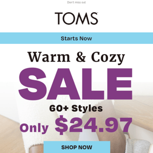 60+ warm & cozy styles | Only $24.97