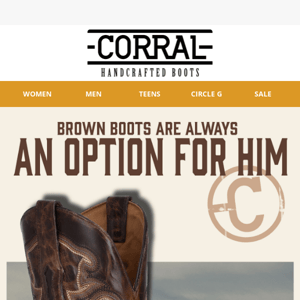 Brown  boots are  always an option for him !!!