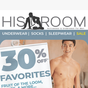 Save 30% Off Favorites: Underwear, Tees, Swimwear & More...