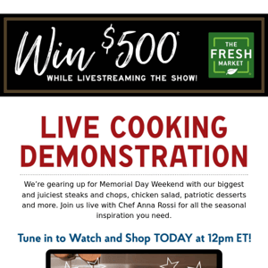 Tune in today at 12pm ET for seasonal inspiration from Chef Anna Rossi