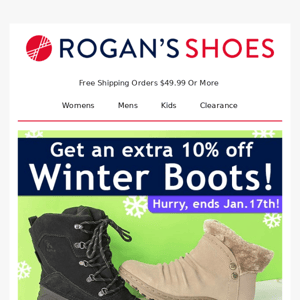 Final Days to Save on Boots @ Rogan’s!