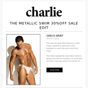 The Metallic Swim 30% Off Sale Edit.