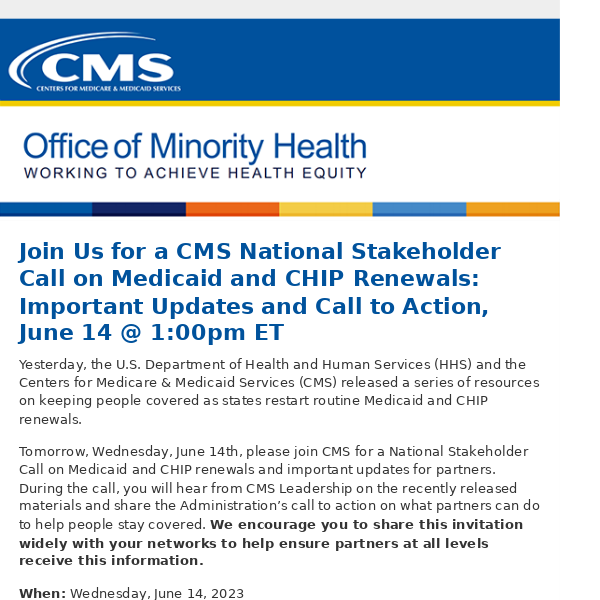 Join Us for a CMS National Stakeholder Call on Medicaid and CHIP