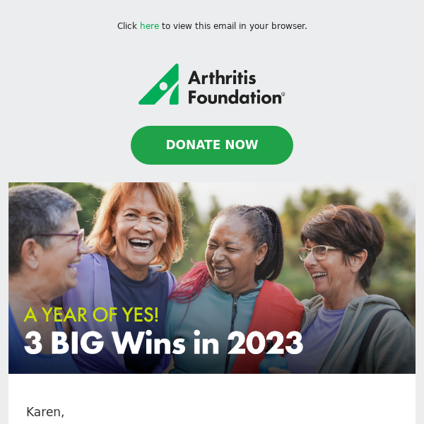 2023: 3 Important wins against arthritis.