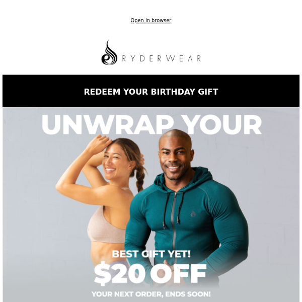 Ryderwear, get $20 off before it's too late