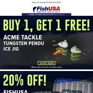 Buy 1, Get 1 Free Tungsten Ice Jigs!