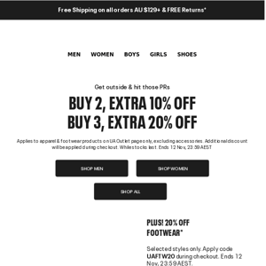 Up To Extra 20% Off* UA Outlet 🔥