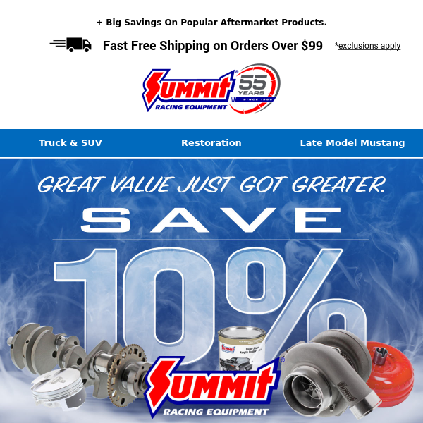 Get 10% OFF Summit Racing Brand Parts, Tools & More! - Summit Racing