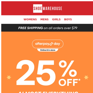 Don't miss out - 25% off almost everything excluding sale