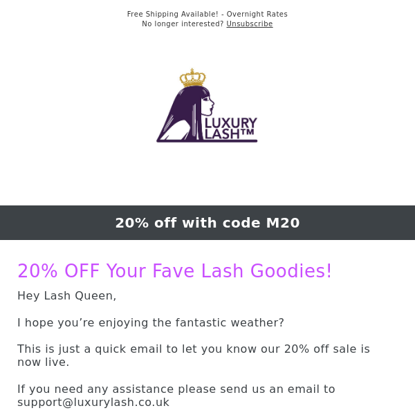 20% OFF Everything With The Code M20