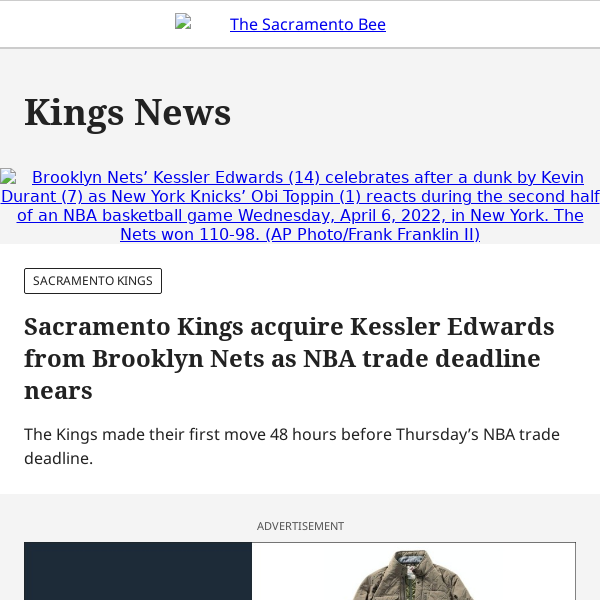 Kings acquire Kessler Edwards in trade with Brooklyn Nets