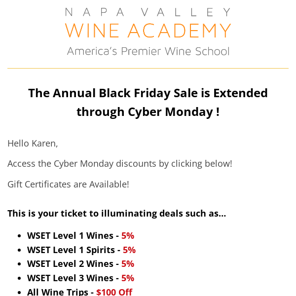 Last Chance! WSET Black Friday Sale extended for CYBER MONDAY!