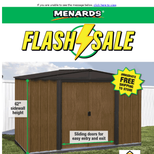 Arrow 10' x 8' Steel Shed ONLY $399!