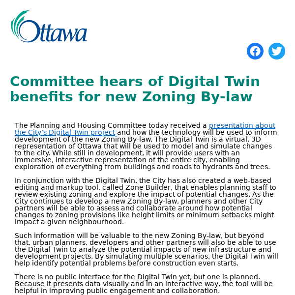 Committee hears of Digital Twin benefits for new Zoning By-law