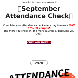15% Coupon🎁Start 15 days Attendance Challenge💪