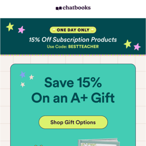 Save 15% On a Great Teacher's Gift