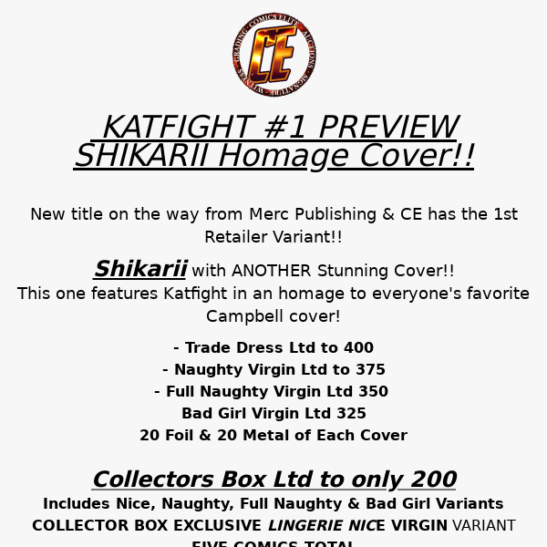 FULL SET REVEALED!❤️‍🔥SHIKARII CAMPBELL HOMAGE❤️‍🔥 KATFIGHT #1 PREVIEW ISSUE