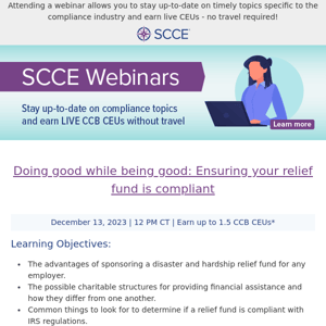 [Webinars] Doing good while being good: Ensuring your relief fund is compliant